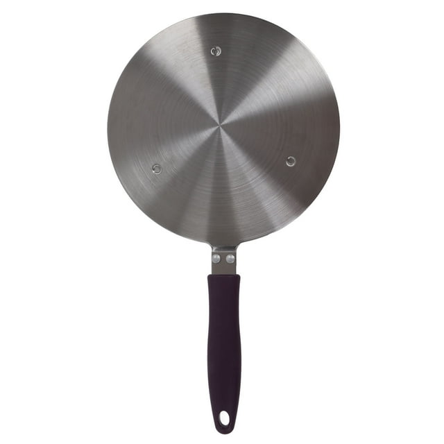 Adaptador de placa de inducción de acero inoxidable, difusor de calor con mango morado, accesorios de cocina para olla de hierro, olla de cerámica de 19,5 cm/7,68 pulgadas