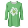 thumbnail image 4 of Tittly T Shirts for Women Graphic Tees Women's Crew Neck Printed Seven Quarter Sleeve Casual T Shirt Top Tshirts Shirts Spring Tops for Women Green S, 4 of 4