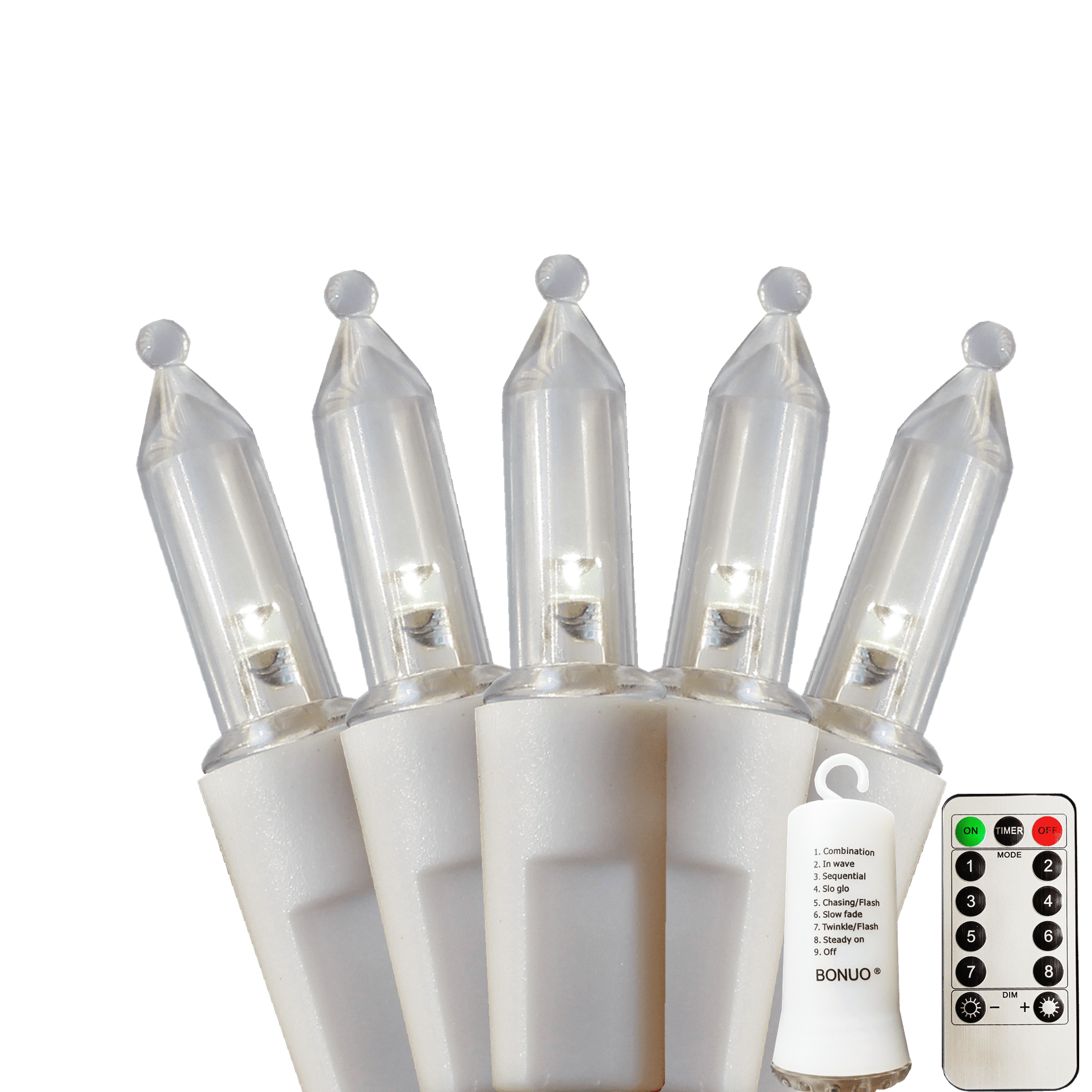 BONUO Mini Christmas Lights Battery Operated 33ft 100 LED White Wire