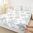 thumbnail image 3 of Manfei Grey Winter Snowflake 4-Piece Full Size Sheets for Boys Girls,Merry Christmas Bed Sheets,Happy New Year Lightweight Sheet Sets,Lightweight Room Decor, 3 of 7