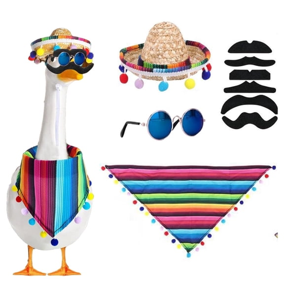 Mexican Porch Goose Carnival Outfits, Goose Statue Clothes Costume for Cinco De Mayo Garden Decoration for Garden Patio Yard