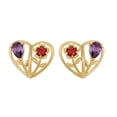 thumbnail image 1 of Aretes Corazón Flores Swarovski Amatista Granate Oro 14K Lam dorado Unitalla, 1 of 7