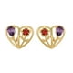 thumbnail image 1 of Aretes Corazón Flores Swarovski Amatista Granate Oro 14K Lam dorado Unitalla, 1 of 7