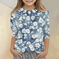 thumbnail image 5 of Grblisyd Girls 3/4 Sleeve T Shirts Kids Cute Floral Print Tops Casual Loose Crewneck Graphic Tees 2-13Y, 5 of 5