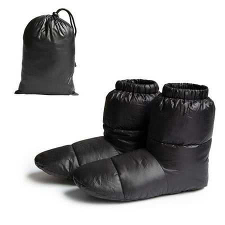 

TureClos Winter Down High-top Socks Waterproof Duck Down Booties Drawstring Closure Down Filled Foot Cover Boots for Indoor Outdoor