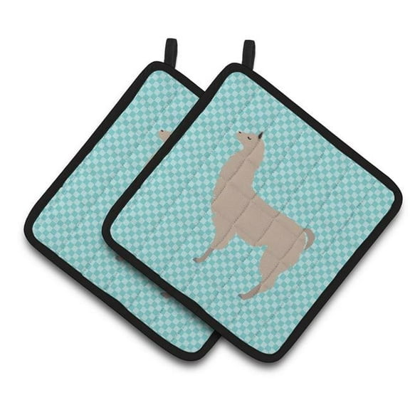 Caroline's Treasures Llama Blue Check Pair of Pot Holders