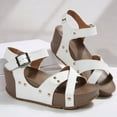 thumbnail image 5 of Dakaela Women's Platform Wedge Sandals Open Toe Buckle Casual Summer Shoes Cork Walking Dress Sandal, 5 of 7