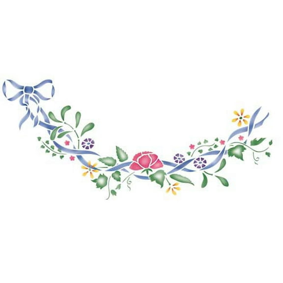 Flower Swag with Ribbon Wall Stencil SKU #529 by Designer Stencils