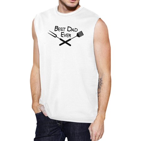 365 Printing Best Bbq Dad Mens White Cotton Muscle Tanks Gifts For BBQ