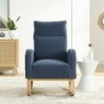 thumbnail image 2 of Modern Accent Rocking Chair with Two Side Pocket, High Backrest Living Room Lounge Armchair with Padded Back Cushion and Solid Wood Base for Home Office, Navy, 2 of 7