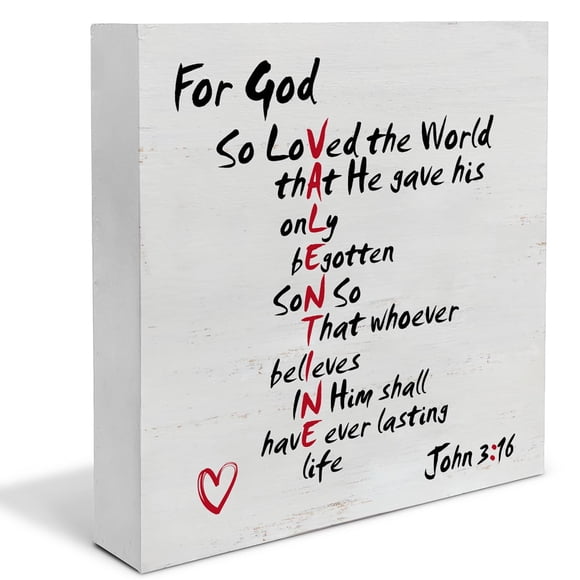 Letrero decorativo de madera EUDOSI Rustic John 3:16 Valentine's
