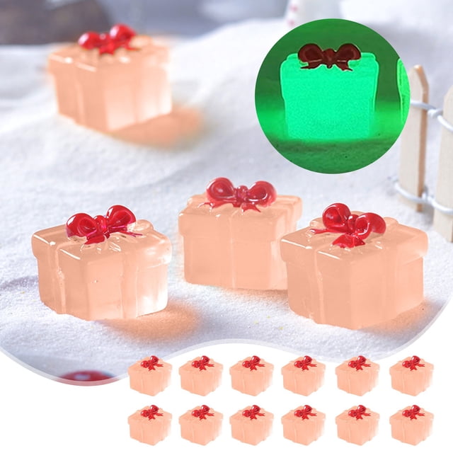 12 Mini Cajas de Regalo Navideñas | Microadornos Luminosos Transparentes | Pequeñas Cajas Decorativas de Plástico para Decorar Fiestas | Adornos de Árbol para El Alféizar de La Ventana Del Escritorio