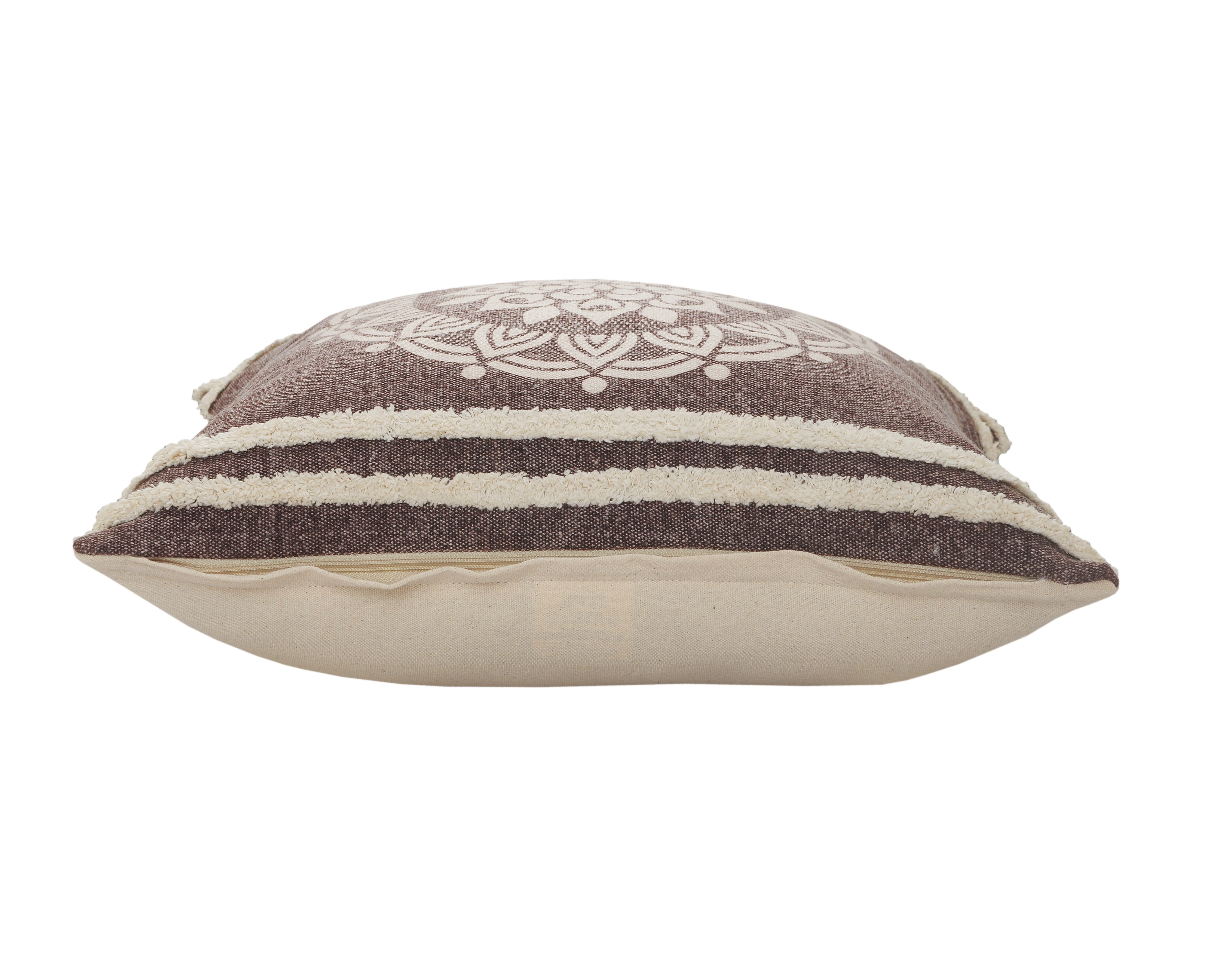 Ox Bay 26" x 26" Brown/ White Medallion Organic Cotton Pillow Cover