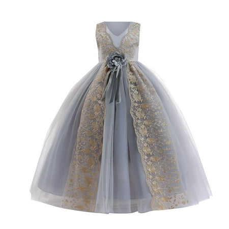 

Girls Dress Dress Sleeveless Long Dress Flower Girl Wedding Dress Model Catwalk Piano Party Dresses for Toddler Girls 2t Girls Midi and Dresses Baby First Birthday Outfit Girl Holiday Sweater for