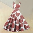 thumbnail image 2 of Women's Vintage Swing Dress A Line Sleeveless Heart Printed Dresses Party Costume Vermilion 2XL, 2 of 5