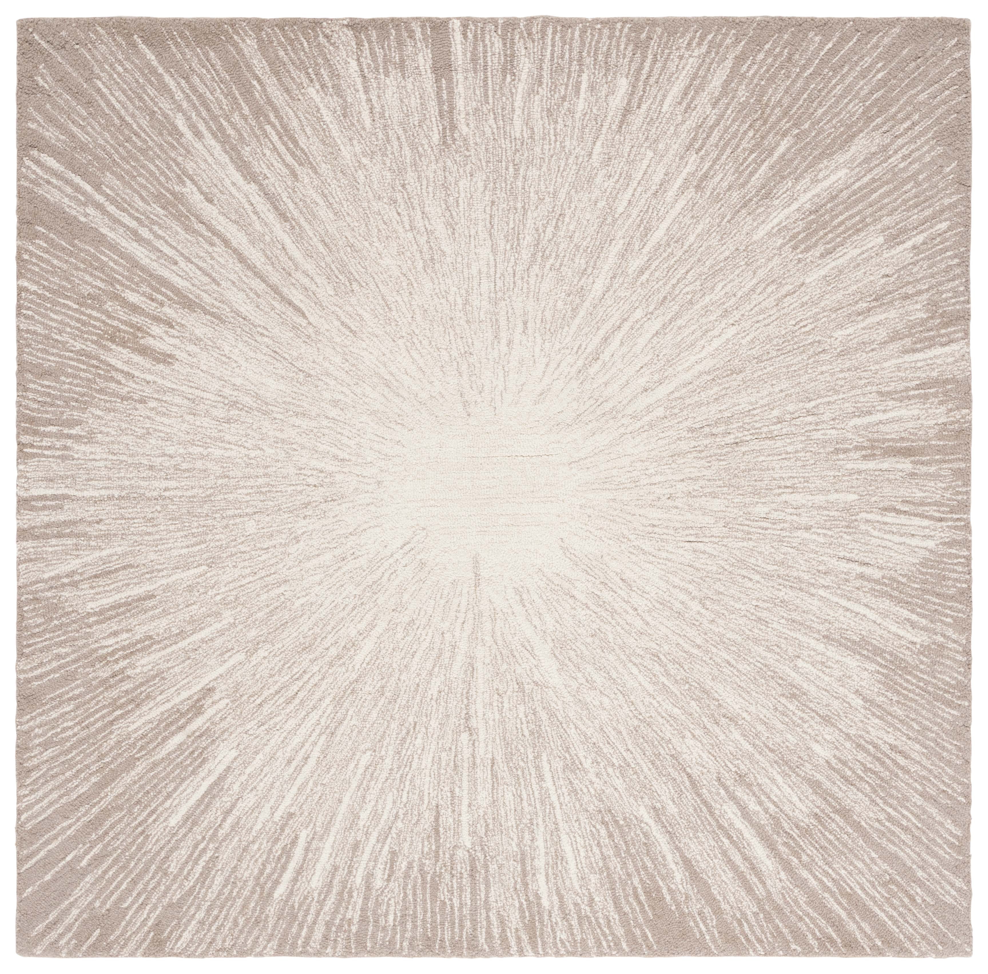 SAFAVIEH Abstract Olivera Radiate Area Rug, Ivory/Dark Beige, 6' x 6' Square