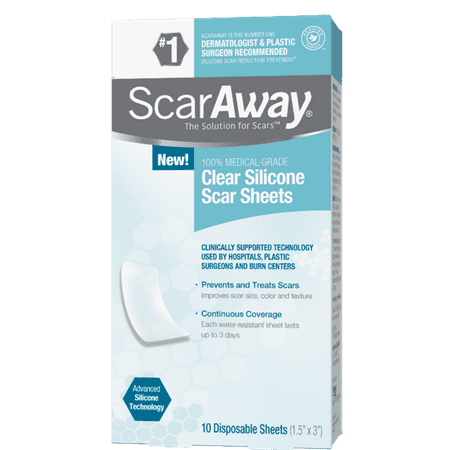 ScarAway Silicone Clear Scar Treatment Sheets, 10ct