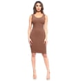 thumbnail image 4 of Yelete Lady's Scoop Neckline Body-Con Dress, Taupe L, 4 of 5