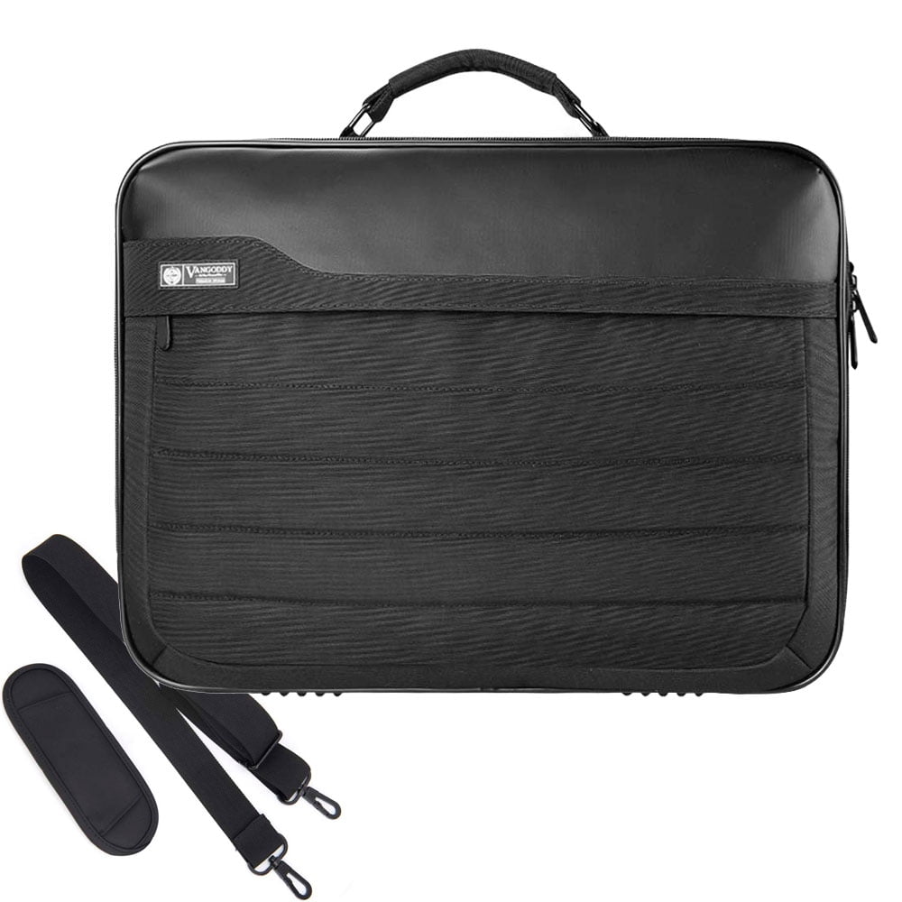 SumacLife Black Leather Briefcase Messenger Bag For 12.3"Microsoft Surface Pro 6 