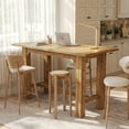 thumbnail image 4 of TRIBEWOOD 63” Solid Wood Bar Table, Counter Height Pub Table with Reinforced Base, Rectangular High Top Dining Table for Kitchen, Home Bar，Natural Wood, 4 of 5