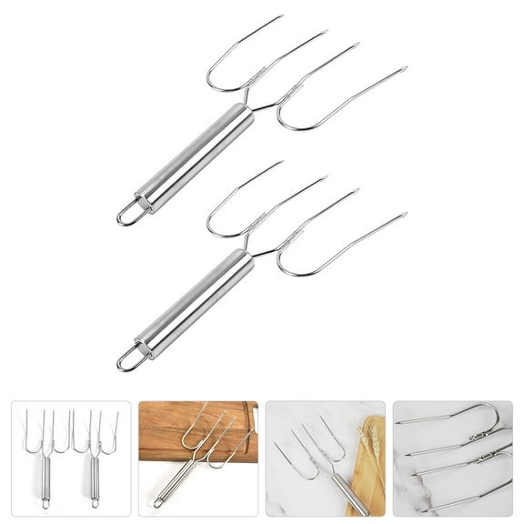 Moluckfu Poultry Forks Stainless Steel BBQ Tools for Parents Cooking 2Pcs