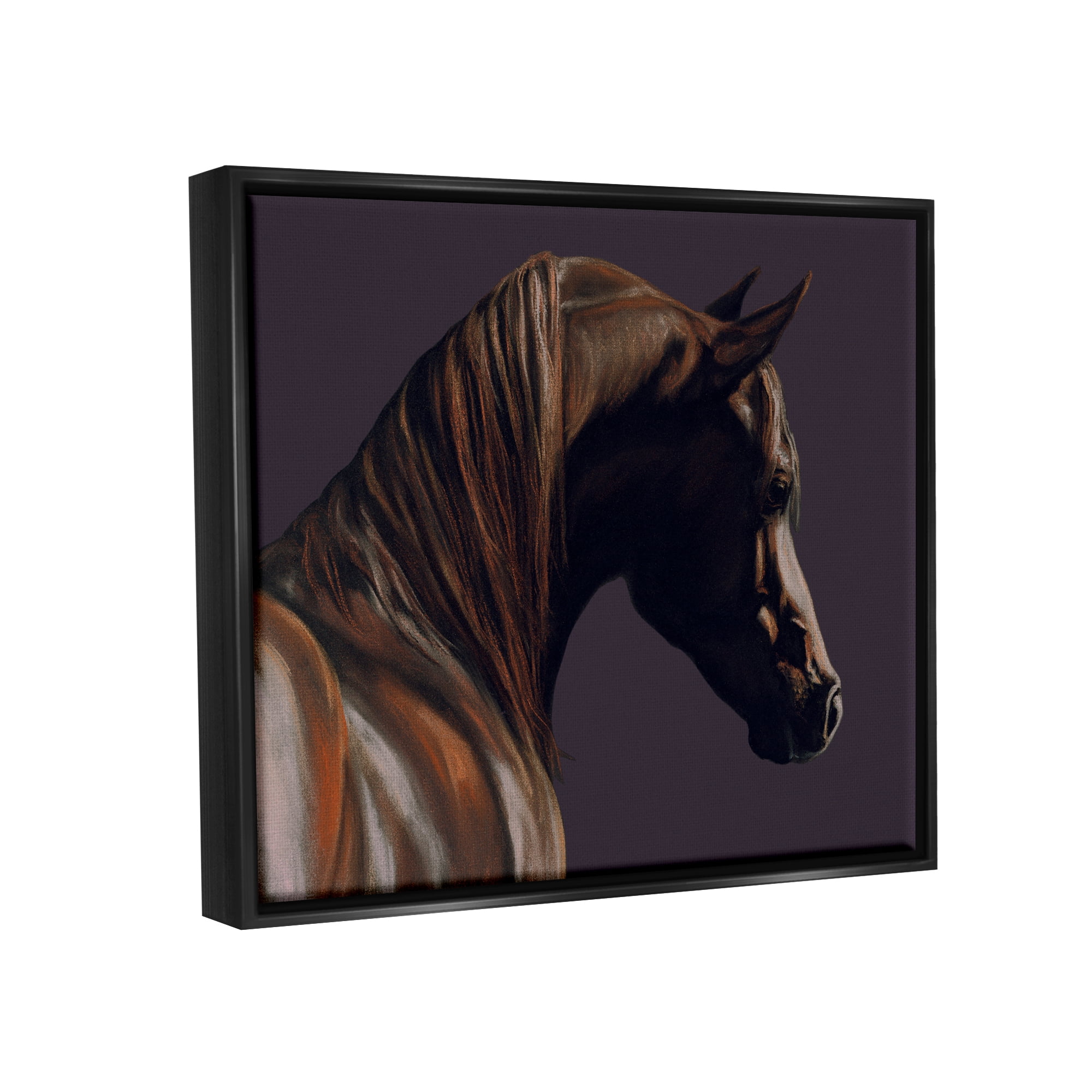 Stupell Industries Dark Horse Animal Portrait Animals & Insects Painting Black Floater Framed Art Print Wall Art