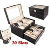 NEW SALE! 20 Compartments Dual Layers Elegant Wooden Watch Collection Box Black