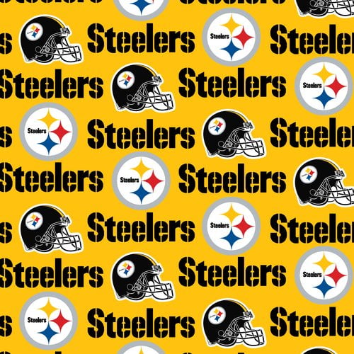 Pittsburgh Steelers Cotton Fabric Black Background 14 Yard 9 x 54 Perfect for Face Masks