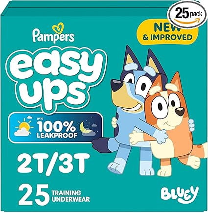 Pampers Training Pants - Easy Ups Boys & Girls Bluey - Size 2T-3T, 25 Count, Children's Potty Underwear (2 Pack)