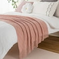 thumbnail image 3 of Battilo Pink Throw Blanket,Blush Knitted Blankets with Tassels,Boho Throws for Sofa,Bed,50" x 60", 3 of 8
