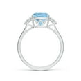 thumbnail image 2 of ANGARA Natural Cushion 1.95 ct Aquamarine Engagement Ring with Trio Diamonds in 14K White Gold for Women (Size-8mm) | March Birthstone, Anniversary, Jewelry Gift for Women | Natural Aquamarine Ring, 2 of 11
