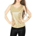thumbnail image 6 of INSPIRE CHIC Women's Metallic Tank Top Halloween Club Party Shiny Sparkly Holographic Cami Top S Gold, 6 of 8