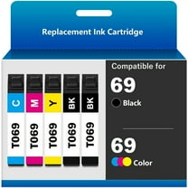 Compatible Ink Cartridge T069 Printer for Workforce, Black, 5 Pack