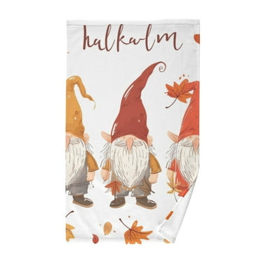 Bath Towels Cotton Face Towel Soft Absorbent Quick Dry for Bathroom 16"x28" Gnome and Fall Leaf