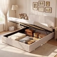 thumbnail image 4 of Gymax Queen Size Lift-up Storage Bed w/Hydraulic Lifts Wooden Slat Support Beige, 4 of 10