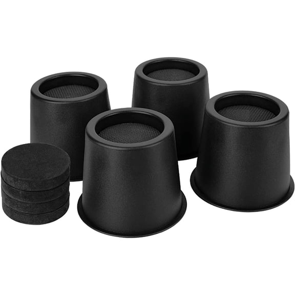 Round Bed Risers 4 inch Heavy Duty Furniture Risers Table Chair Risers Lift up to 10000 Pounds Rise up 3.5 inch Set of 4 Pieces (Black)