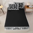 thumbnail image 4 of Homewish Spooky Skull Skeleton Zipper Twin Comforter Sets with Fitted Sheet and 2 Pillowcases,Hipple Damask Floral Zipper Bedding Set,Halloween Bed Set,Black Reversible,4pcs, 4 of 8