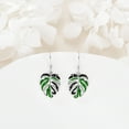 thumbnail image 6 of Tropical Monstera Dangle Drop Earrings Bohemian Enamel Green Leaf Earrings for Women Sterling Silver Boho Vaction Jewelry, 6 of 6