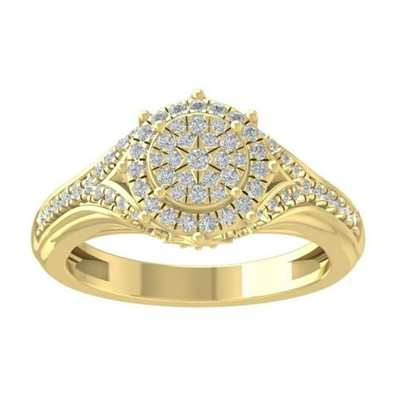 ARAIYA FINE JEWELRY 10K Yellow Gold Lab Grown Diamond Cluster Ring (1/2 cttw, D-F Color, VS1 Clarity) Size 8