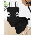 thumbnail image 3 of HWJAD Girls Swimsuit One-Piece Bathing Suit with Mesh Cover Ups Adjustable Straps Cut Out Swimwear Size 5-12, 3 of 9