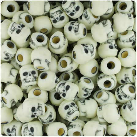 BeadTin Ivory Antique 11mm Skull Pony Beads (150pcs)