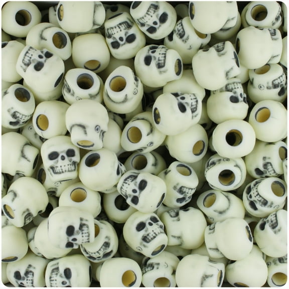BeadTin Ivory Antique 11mm Skull Pony Beads (150pcs)