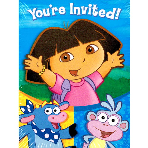 Pack 20 Dora the Explorer Party Invitations inc Envelopes Birthday/Any Occasion 