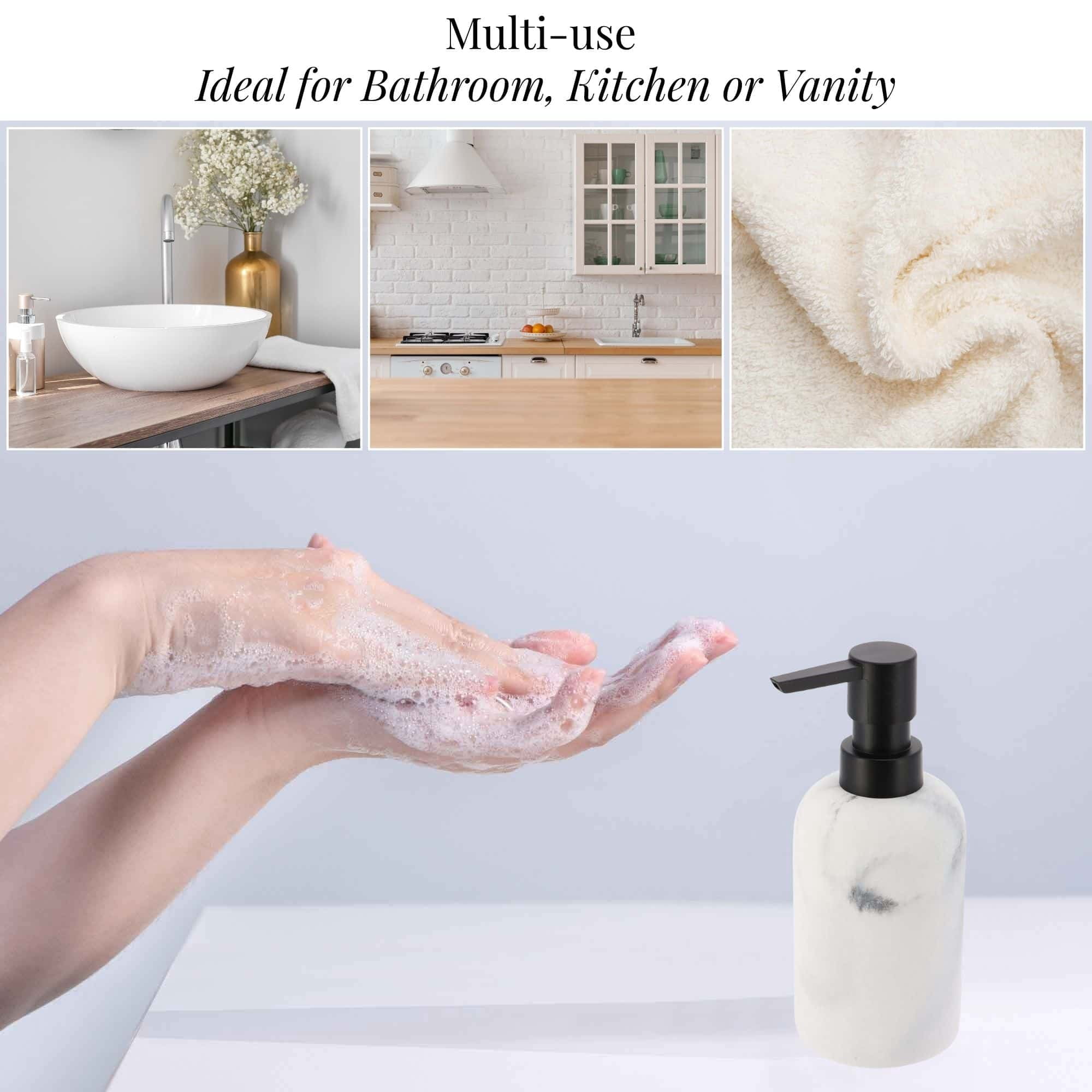Evideco French Home Goods New Marble Matte 10 oz Commercial Soap & Lotion Dispensers