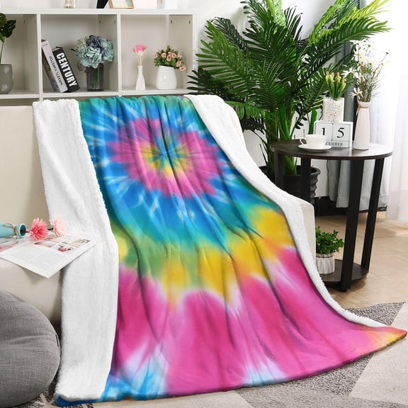 Rainbow Tie Dye Mandala Pattern Blanket,Comfortable Soft Flannel Throw Blanket,All Season,Warm Lightweight Blankets for Sofa Bed Couch Living Room Chair,60"x80"