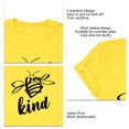 thumbnail image 2 of Camisa con estampado de letras de verano, cuello redondo, manga corta, camiseta holgada informal con letras a la moda para mujer, amarillo (letra negra) L, 2 of 3