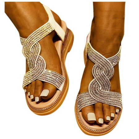 

Cathalem Women s Elastic Belt Diamond Wedge Heel Bohemian Beach Shoes Roman Casual Sandals Leather Wedge Sandals for Women Beige 6.5