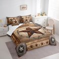 thumbnail image 3 of Manfei Retro Texas Stars 7pcs Bedding Comforter Set,Rustic Western Farmhouse Queen Bedding Sets,Old Barn Door Queen Sheet Sets For Men Women,Microfiber Bedroom Decor, 3 of 8