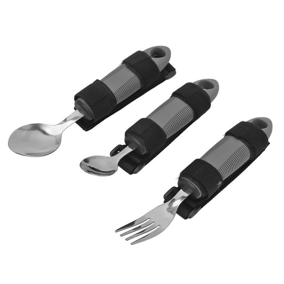 Handicapped Auxiliary Utensils Shake And Spill Easy Grip Spoon And Fork Holder Belt Adjustable Weak Grip Hand Tremor Handicapped Parkinson's Stroke Dining Aid