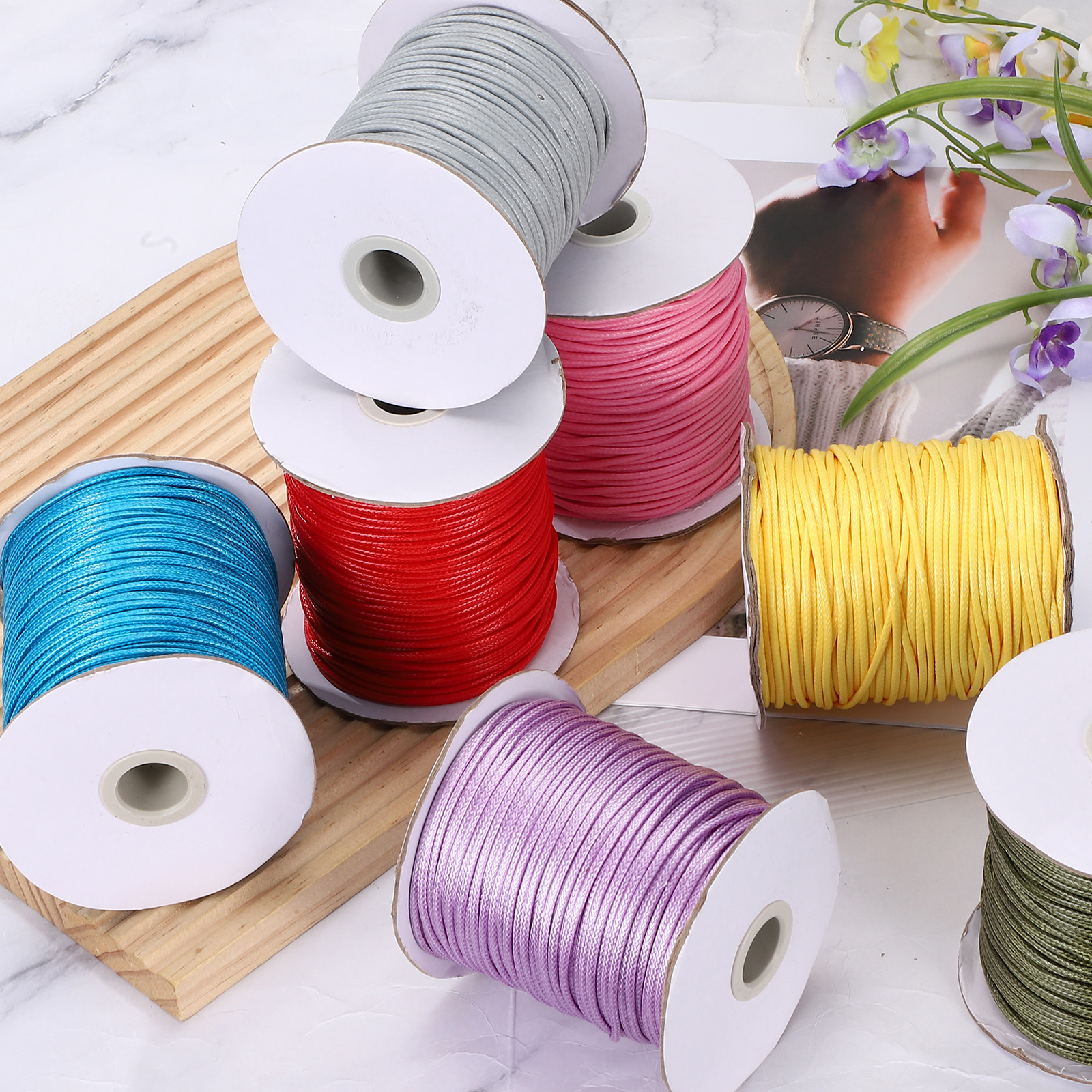 Waxed Cord 3.5mm Waxed Thread 44 Yard Wax String Leather Cord for Bracelet Making, Necklaces, Beading, Jewelry Making and DIY Crafts(Pink)